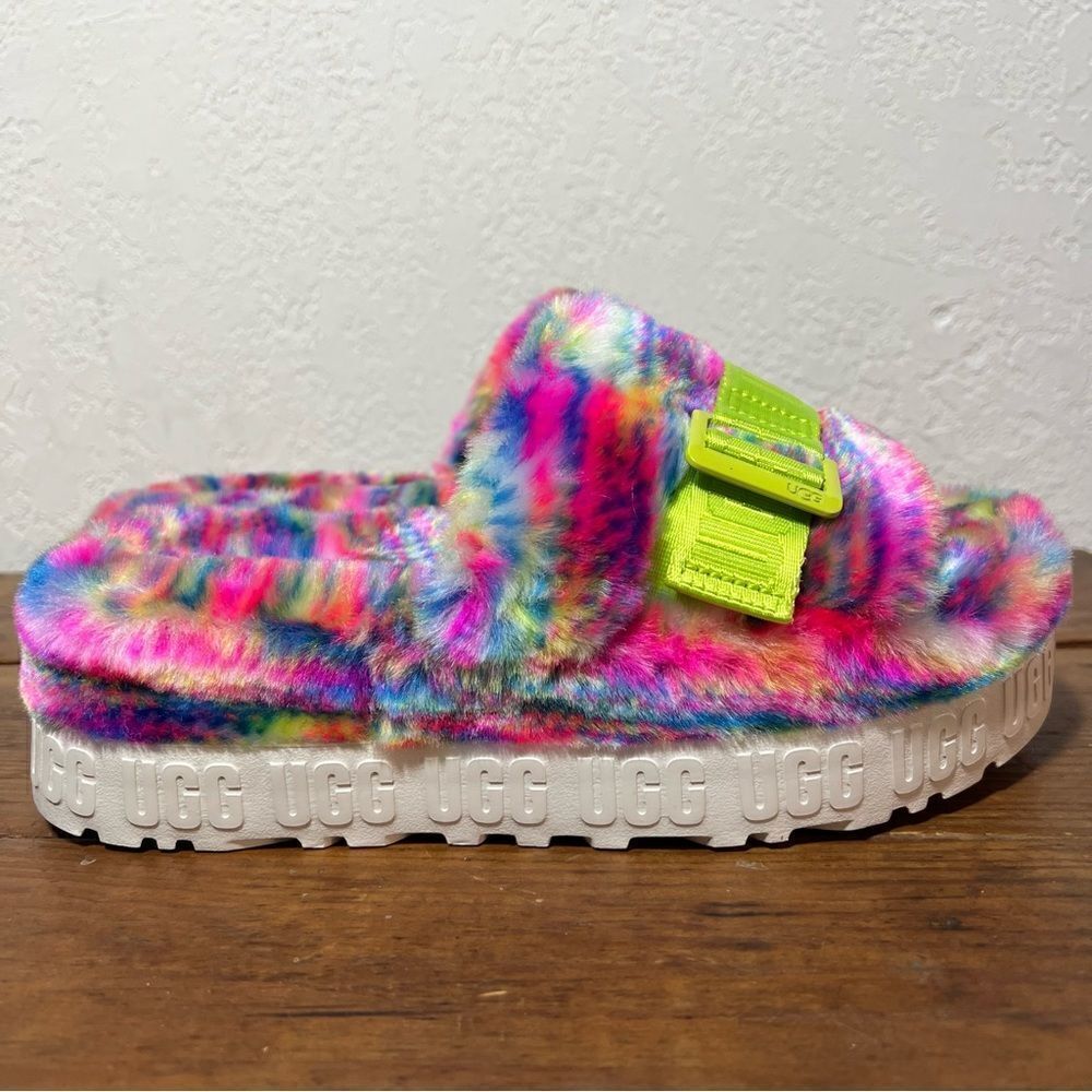 Ugg Fluffita Pixelate Flatform Slide Slippers Multi Color Womens 7 8 9 - Picture 5 of 11